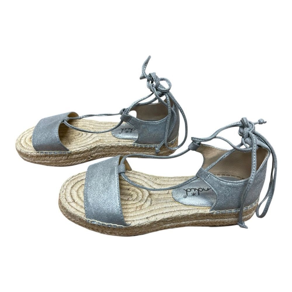 Splendid Silver Metallic Espadrille Lace Up Sandals Open Toe Size 6